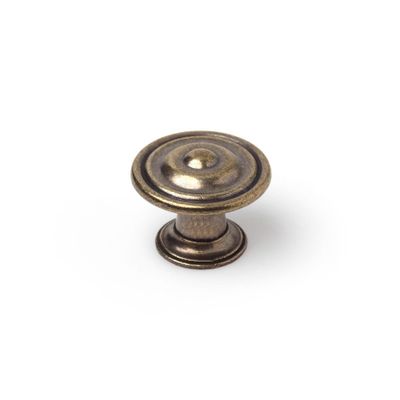 Bouton de meuble Lyonnais vieux laiton diamètre 30 mm REI