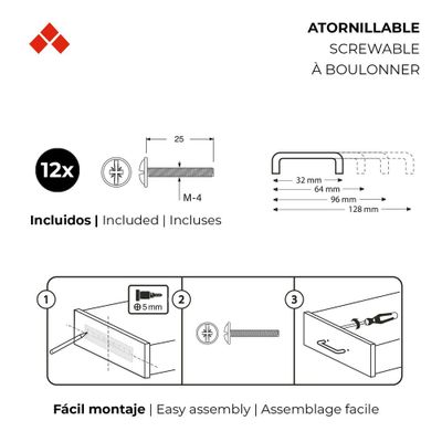 Poignée de meuble ABS blanc entraxe 96 mm par 6 REI