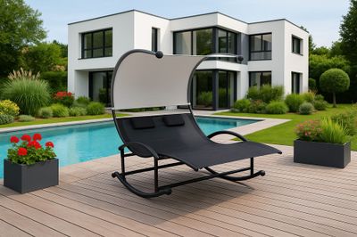 Bain de soleil double à bascule avec housse et toit protecteur WELNESS - GIVEX