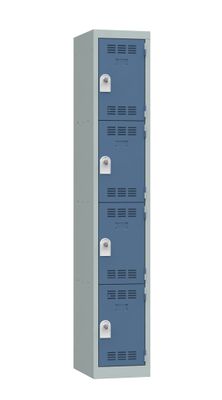 Vestiaire monobloc 1 colonne 4 cases perle/bleu 180 x 30 x 50 - SNOR