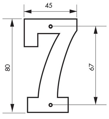 Chiffre 7 à visser hauteur 80 mm noir THIRARD