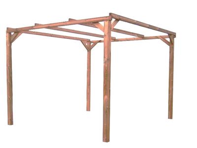 Pergola autoportante en bois traité thermachauffé L 3 x l 2,96 x h 2,35 m, Livraison à domicile incluse - HABRITA