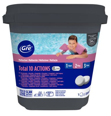 Chlore piscine 10 actions galets 250 g seau de 5 kg GRE