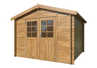 Abri de jardin en bois traité autoclave marron Valence 2 - 9,5 m² hors-tout - WHITE WOOD