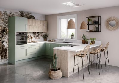 Porte transversale pour meuble haut de cuisine Lotus vert d'eau mat 35 x 60 cm OFITRES