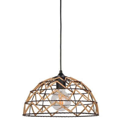 Suspension E27 100W Ø31 cm métal noir et tressage - Wokabi COREP
