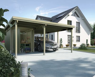 Carport -  607 - 316 x 115 cm - remise intégrée 6,50 m² Livraison gratuite domicile WEKA