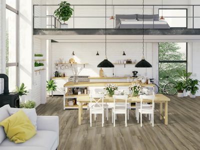 Sol vinyle effet bois taupe MADINA ép 5,7 mm 22,9 x 1250 cm compatible pièce humide 2m²/pqt GERFLOR