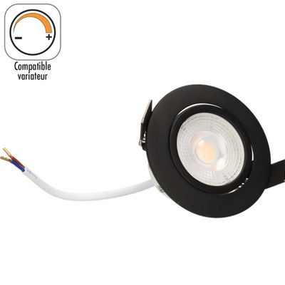 Spot LED encastrable dimmable et orientable module remplaçable Noir - Ruby ARLUX