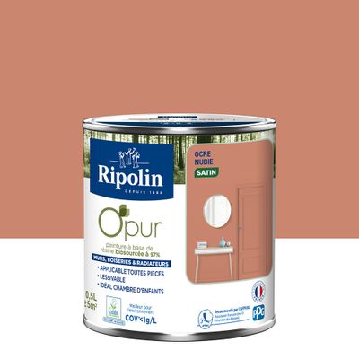 Peinture O'PUR mur & boiserie Ocre Nubie satin 0,5 L - RIPOLIN