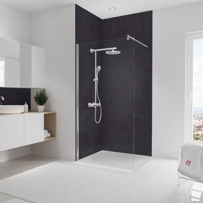 Panneaux muraux de douche 100+100x255 cm ardoise DécoDesign Décor - SCHULTE