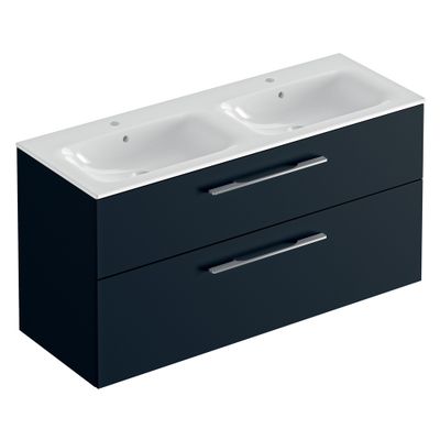 Meuble de salle de bains Selva 2 tiroirs L130 x H65 x P50 cm panneau de particules bleu mat - GEBERIT