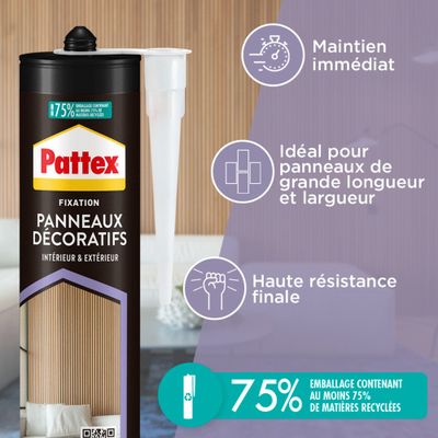 Colle de fixation Panneaux décoratifs cartouche 470 g - PATTEX