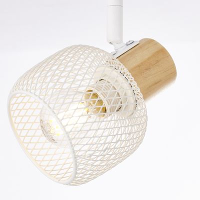 Réglette GIADA E14 2x28W blanc et bois- BRILLIANT