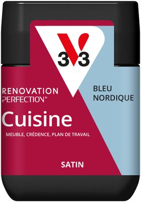 Peinture de rénovation pour cuisine bleu nord finition satinée 75 ml - V33