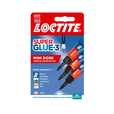 Colle de réparation Super Glue-3 liquide 1 g par 3 - LOCTITE