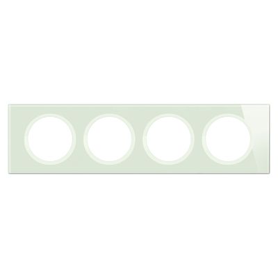 Plaque de finition 4 postes Verre opale blanc - Céliane LEGRAND