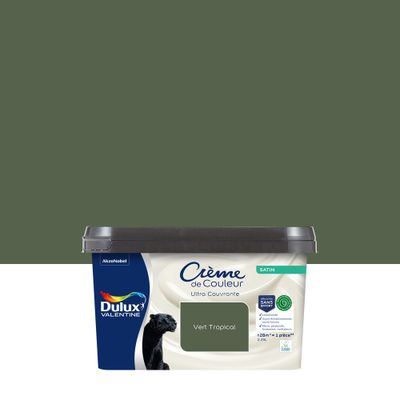 Peinture crème de couleur Vert Tropical satin 2,25L - DULUX VALENTINE