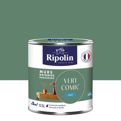 Peinture murs, boiseries et radiateurs vert comic mat 0,5 L - RIPOLIN