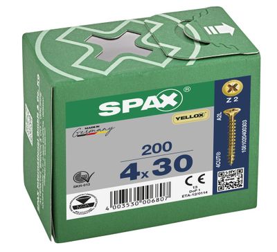 Vis tête fraisée PZ 4 x 30 mm par 200 SPAX