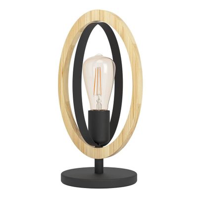 Lampe à poser E27 Basildon bois et noir 40W - EGLO