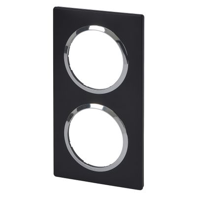 Plaque de finition 2 postes carrée Noir et chrome - Dooxie LEGRAND