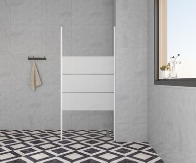 Paroi de douche latérale fixe 90x185 cm profilé blanc verre sérigraphié 4 mm Primera - OCEA