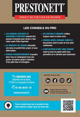 Boite d'enduit de lissage en poudre type F 1KG PRESTONETT