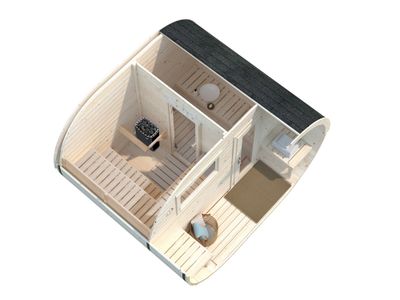 Sauna extérieur rond en bois Palmako Anette 6 places avec poêle - 12,1m² - PALMAKO