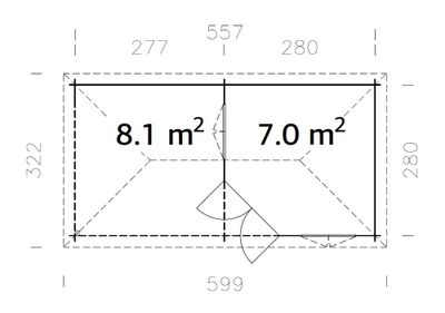 Abri de jardin bois Bois Naturel  Melanie 7,0+8,1m2 Livraison à domicile incluse