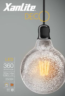 Ampoule Filament Ampoule Filament LED G125 déco antique 4 W = 360 Lumens blanc chaud - XANLITEG125 déco antique 4 W = 360 Lumens XANLITE