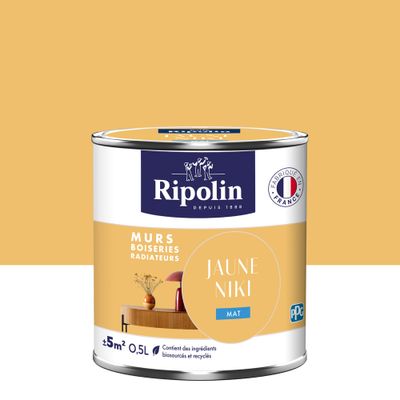 Peinture murs, boiseries et radiateurs jaune niki mat 0,5 L - RIPOLIN
