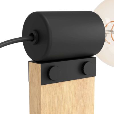 Lampe à poser E27 Bailrigg bois et noir 40W - EGLO