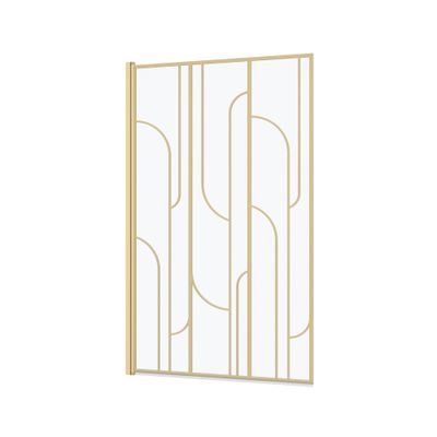 Pare-baignoire rabattable or brossé 140 x 80 cm Art Déco arrondi AURLANE