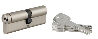 Cylindre de serrure double entrée débrayable 45 x 55 mm Transit 1 haute sécurité nickelé 5 clés longues THIRARD