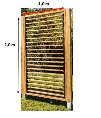 Panneau brise vue persienne avec ventelles mobiles en bois traité L 100 x H 200 cm, Livraison à domicile incluse - HABRITA