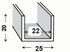 Profilé U aluminium anodisé incolore 20 x 25 x 20 x 1,5 mm 2 m CQFD