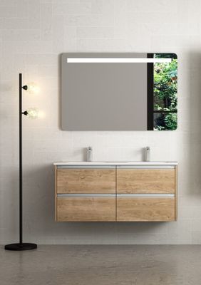 Caisson de salle de bains Thana 4 tiroirs 120 x 59 x 46 cm panneau de particules chêne naturel