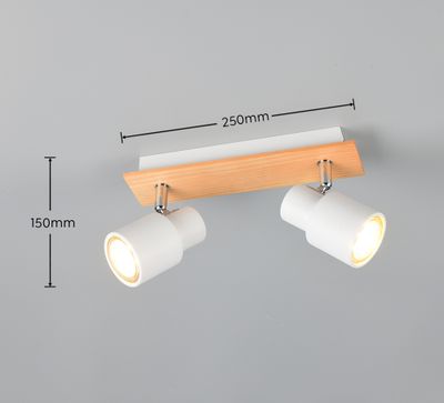 Réglette PIERRE blanc et bois GU10 2 X 10W - CASALUM