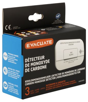 Détecteur de monoxyde de carbone autonomie 3 ans EVACUATE