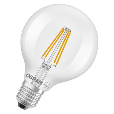 Ampoule LED Globe E27 Filament clair 3,8W=806 lumens Blanc chaud Classe A OSRAM