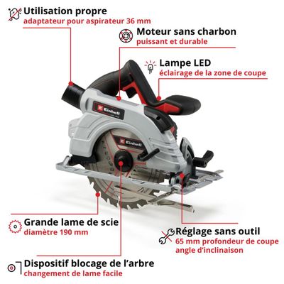 Scie circulaire sans fil TE-CS 18/190 Li BL-Solo
