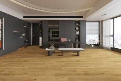 Sol vinyle effet bois marron DOURO XXL ép 5 mm 22,8 x 152,5 cm compatible pièce humide paquet de 2,085 m² LAMETT