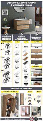 Caisson de salle de bains Thana 2 tiroirs L60 x H55 x P45 cm panneau de particules anthracite mat