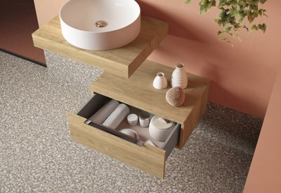 Meuble bas de salle de bains Lotus 1 tiroir L60 x H29 x P46 cm panneau de particules bois