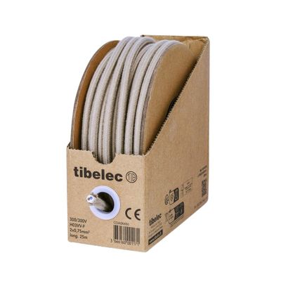Câble électrique en tissu lin 2x 0,75 mm² 25 mètres - TIBELEC