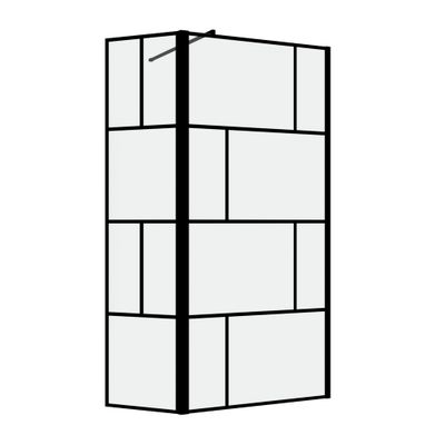 Paroi de douche à l'italienne 80+40x195 cm profilé noir verre transparent 5 mm Bricks - AURLANE