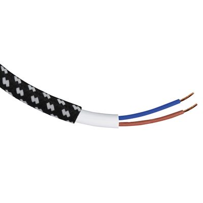 Câble électrique tissu noir & blanc 3m - TIBELEC