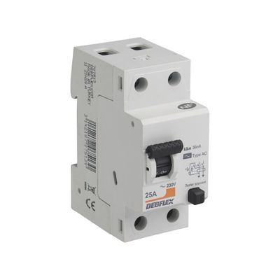 Interrupteur différentiel type AC 25A 30mA phase+neutre bornes à vis - DEBFLEX