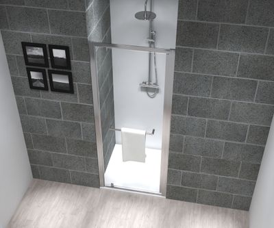 Porte de douche pivotante 80x195 cm profilé chrome verre transparent 6 mm Serenity - OCEA